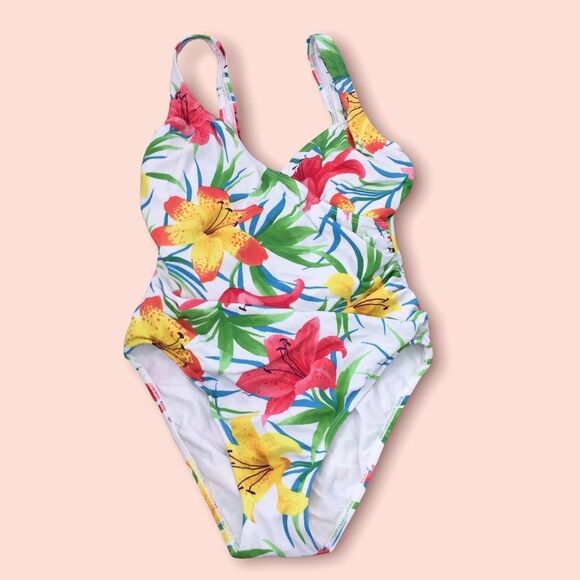 Vintage Carabella Collection One Piece Floral Swimsuit Sz 12 Style 702580 - Picture 1 of 8